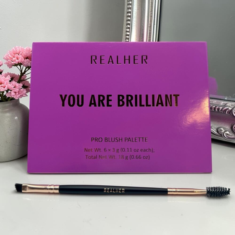 Realher Pro Blush Palette with Eyebrow Brush Bundle